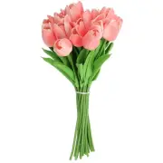 20pcs Tulips Artificial Flowers, Faux Flowers Fake Tulip Stems(Pink)