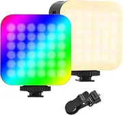 -Sided Fill Light Clip-on Pocket Video Light 2500K-9000K Dimmable 24 Scene Lig ng Effects Built-in Battery with Screen Clip for Vlog Selfie Live Streaming Video Conference Lig ng Black One Size