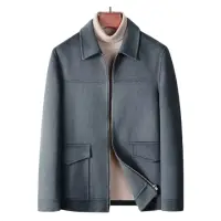 在飛比找momo購物網優惠-【巴黎精品】毛呢外套短版夾克(羊毛休閒純色簡約男外套3色p1