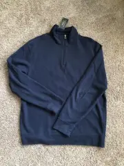 $125 Polo Ralph Lauren Men's Double-Knit Quarter-Zip Pullover Navy Heather L