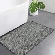 Washable Bathroom Rug Black Woven Entryway Rug Front Door 2'x3' Black/Cream