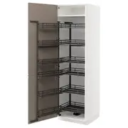 METOD high cabinet with pull-out larder, white/Upplöv matt dark beige, 60x60x200 cm