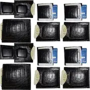 Lot of 12 Crocodile skin printed leather New Bifold money clip Black Billfold