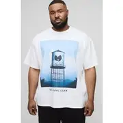 Mens White Plus Oversized Wu-Tang Clan License Print T-Shirt