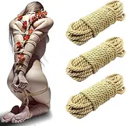 Cotton BDSM Bondage Rope Restraint Kit for Sex, 3 Pack 49 Feet Soft Shibari Rope Kit for Beginner, Bondage Restraint Adult Sex Toys BDSM Toys for Women, Men and Couples (8MM Yellow)