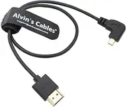 Micro HDMI to HDMI Cable 8K60P High-Speed 2.1 for Sony a7 IV FX30 ZV-E10, for Canon R5C R5 R6, Atomos Shinobi Ninja V, 45cm/17.7in, Right Angle Micro HDMI
