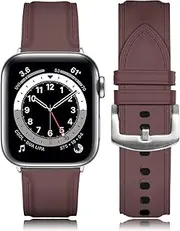 T Tersely Leather Band for Apple Watch Series 9/8 41mm 40mm 38mm Women Men, Genuine Cowhide Leather Adjustable Replacement Sport Wristband iWatch Strap/Bands for Apple Watch SE 7 6 5 4 3 2 1