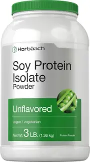Horbäach Soy Protein Isolate Powder | 3Lb | Unflavored | Vegan, Non-Gmo, Gluten