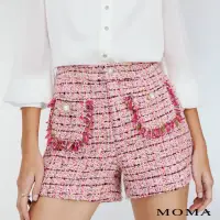 在飛比找momo購物網優惠-【MOMA】翻糖花呢流蘇小香短褲(桃色)