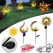 Solar Powered Full Moon LED Glass Globe Stake Light Garden Lawn Outdoor Lamp