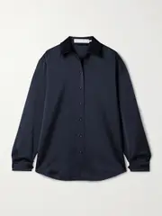 [Proenza Schouler White Label] Proenza Schouler White Label - Raven Satin-twill Shirt - Blue - US0 US 0 Blue