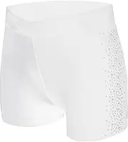 [Loodgao] Girls Rhinestone Dance Shorts for Gymnastics Skating Yoga Stretchy Short Leggings Dancewear