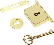 MOBUTOFU 1 Set Brass Drawer Lock Vintage Cabinet Lock with Key for Desk and Furniture for Filing Cabinets and Wooden Boxes Smooth Operation and Secure Design