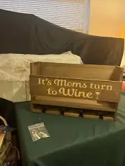 New Wall Mounted Wood Wine Rack “Moms Turn To Wine”