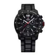 Swiss Military SM34033.03 Army-Style Black Leather Strap Chronograph Watch