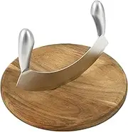 Stainless Steel Pizza Cutter, with Wood Cutting Board, Double Grip Slicer, Rust Resistant Knife Rocker, Pizza Oven Accessories, with Double Handles, for Kitchen and Commerce