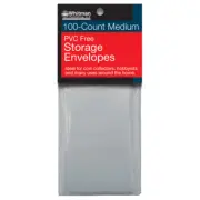 Whitman PVC-Free Poly Envelopes -Medium, 100-Count - Ideal for Collectors & More