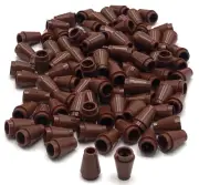 Lego 100 New Reddish Brown Cones 1 x 1 Stud with Top Groove Pieces Parts