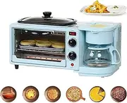 Breakfast Station Multifunctional Oven Electric 3 in 1 Household Breakfast Machine with Coffee Maker and Griddle for Family Breakfast Afternoon Tea Supper Black (Color : Blue, Size : with a Cover)