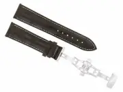 22MM LEATHER WATCH STRAP BAND FOR BULOVA 96A118 96A101 + DEPLOYMENT D/BROWN WS