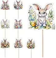 Bunny Themed Cupcake Picks - Food Colorful 8 Styles Rabbit Picks - Party Birthday Cake Toppers Decorations For Easter Theme Spring