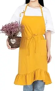 [TTYAO REII] Cotton Linen Pinafore Apron Dress for Women Japanese Art Chef Apron Kitchen Apron for Cooking Baking Gardening