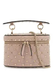 [VALENTINO GARAVANI] VALENTINO GARAVANI cylindrical vanity bag in powder leather with diamond pattern