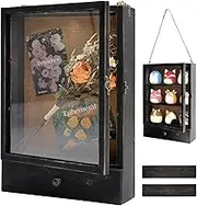 Large Shadow Box Frame 11x16, 3.5” Deep Shadow Box with Drawers and Removable Shelves, Black Wood Picture Display Frame Memory Box for Tickets Wedding Bouquet for Wall or Tabletop