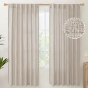 Natural Linen Curtains 72 Inch Length 2 Panels for Living Room - Light Filtering