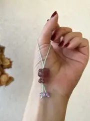 One of a Kind - Handmade Phone Charm with a Carved Strawberry Quartz Hello Kitty