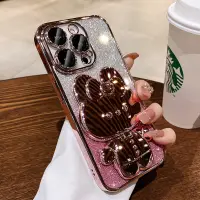 在飛比找蝦皮購物優惠-適用iPhone15手機殼漸層閃粉兔子鏡子蘋果13新款矽膠1