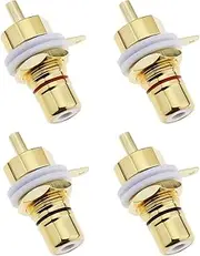 VGOL 4PCS RCA Socket Copper RCA Jack Female Chassis Connector Solder Type RCA Panel Female Mounting Gold Plated Terminal Socket Audio Connector