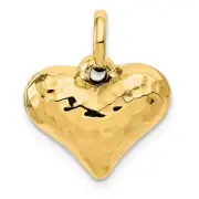 14K Yellow Gold Faceted Puffed Heart Charm S1449