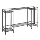 Xtra Storage Two-Tier Tall Folding Metal Shelves w/One Extension Shelf in Black