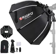 35.4inch/90cm Triopo Softbox Portable Octagon Softbox Reflector with Soft Cloth and S Bracket Compatible for Godox TT600 TT685 TT685II V860II V860III Flash and Other Camera Speedlight
