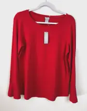 Chico's Top Womens 1 US Medium Touch Of Cool Pima Cotton Blend Shirt