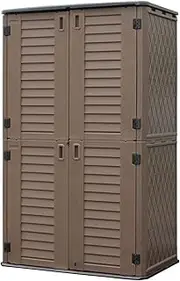 ADDOK Resin Storage Shed Lockable,Outdoor Storage Cabinet Weather Resistance, Outdoor Sheds for Backyards, Patio, Garden 52 Cu.ft