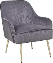BELLEMOSA Accent Chair Furniture Sofa Seat Lounge Velvet for Bedroom, Living Room, Entryway, Office (Dark Grey)