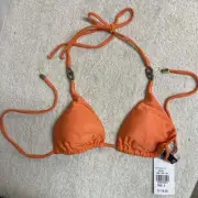 NWT Vix Paula Hermanny Sz S Peach Triangle Bikini Swim Top MSRP $118