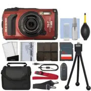 OM SYSTEM Tough TG-7 12MP 4K Waterproof Digital Camera Red + 32GB Kit