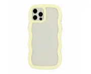 For iPhone 12 / 12 Pro Candy Colour Wave TPU Clear PC Phone Case - Yellow