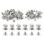 30 Sets 7mm Studs and Spikes Leather Rivets Cone Spikes Button Head Silver Tone