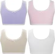 [iiniim] 4Pcs Training Bra for Girls Seamless Underwear Cotton Cami Crop Bralette Sports Bras for Gymnastics