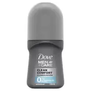 * Dove Men + Care Clean Comfort Zero Aluminium Deodorant Roll On 50mL