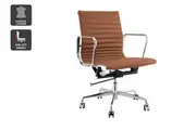Matt Blatt Eames Premium Replica Low Back Office Chair Genuine Leather (Tan/Chrome)