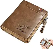 SVCEQZE Men's Wallet Zipper | Genuine Leather Zipper Wallet RFID Blocking Zip Pocket Wallet,Genuine Soft Leather RFID Blocking Purse Zipper Coin Pocket, for Men
