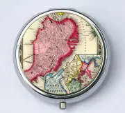 Boston MAP PILL case pill box pillbox holder Massachusetts Mass vintage atlas