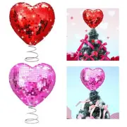 Valentine Heart Tree Topper Display Glittery Romantic Creative Treetop Decor for