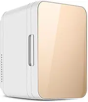 [MegLob] 8L Compact Personal Refrigerator, Car 8 * 330Ml Cans Drink Cooler, Cosmetic Breast Milk Drug Insulin Freezer, Desktop Office Dormitory Chiller,Gold