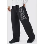 Mens Black Regular Fit Official Applique Wide Fit Jogger